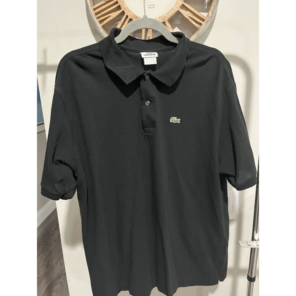 Lacoste Sport Classic Polo Shirt Mens Size 8/3XL Black 100% Cotton (A)